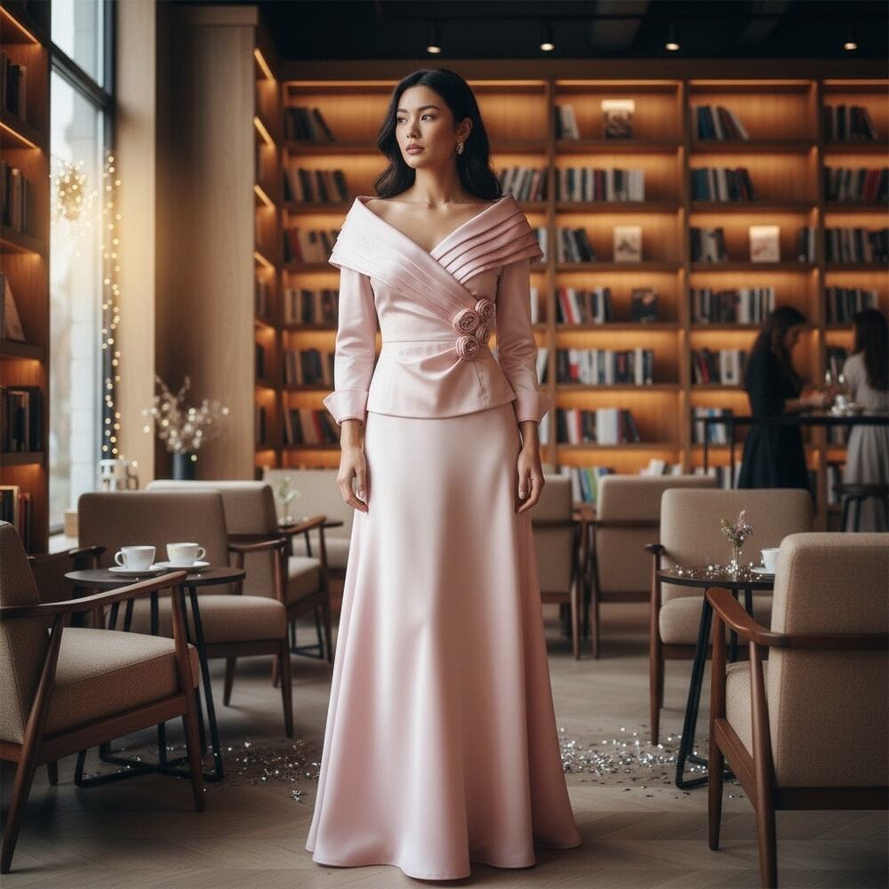 Jackie Jon New York Satin Two Piece Pink Gown Full Length Skirt Size 0 Lined